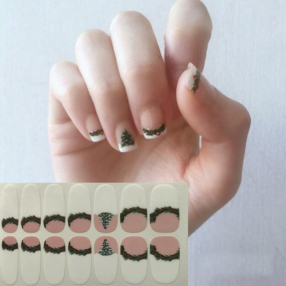 Nail Stickers Manicure Wraps Design Christmas Polish Kits - 14 Full Glitter Sheets for Stunning