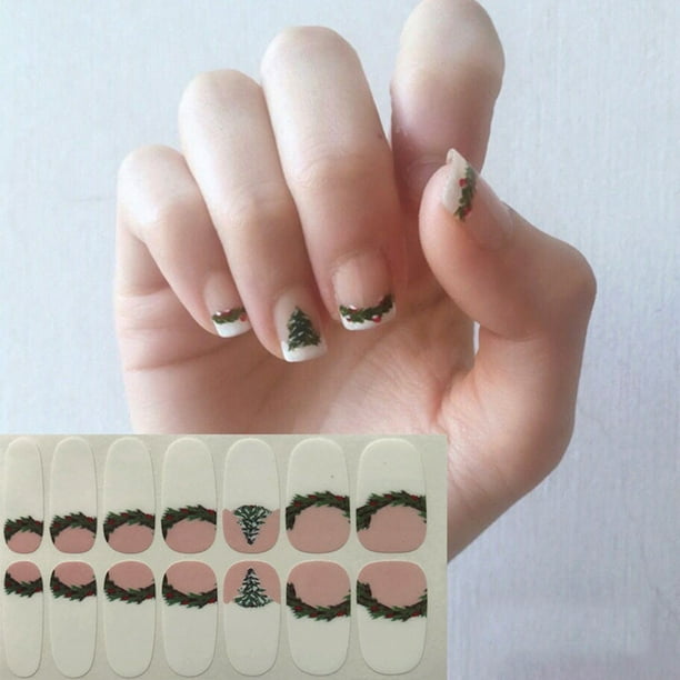 14 Sheets Christmas Full Wraps Nail Polish Sticker Glitter Manicure