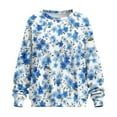 thumbnail image 4 of Xoenoiee Blue Cherry Blossom Print Womens Oversized Sweatshirts Split Pullover Crewneck Shirts Fall Outfits Women Y2k Winter Clothes with Pockets, Size S, 4 of 7