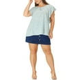 thumbnail image 2 of Agnes Orinda Women's Plus Size Round Neck Ruffled Short Sleeve Chiffon Blouse 3X Light Green, 2 of 6