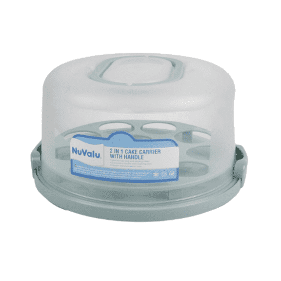 Nuvalu Cake Carrier with Cupcake Holder, Round Cake Saver with Locking Lid, Portable Cake Storage Container for Cakes, Cupcakes, Desserts & Pastries, 11 in