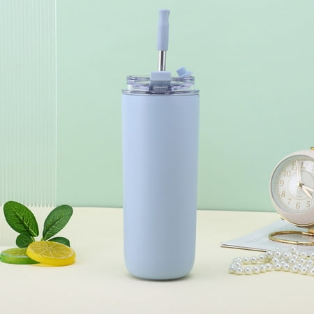 

Kitchen Gadgets Double Layer Stainless Steel Portable Flip Cover Insulation Cup Creative American Straw Cup Long Lasting Paint Double Drinking Cup Cover Kitchen Accessories