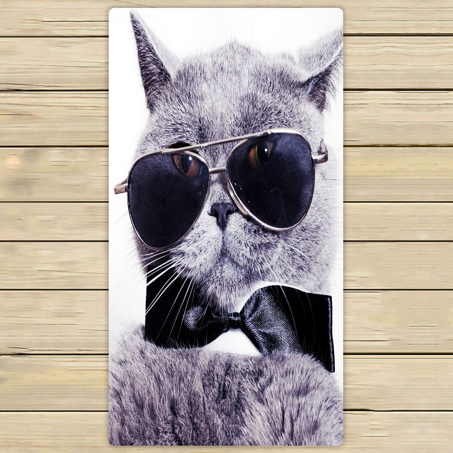 PHFZK Funny Cat Towel, Portrait of British Shorthair Gray Cat Wearing