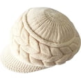 thumbnail image 4 of Gorro de esquí de lana tejido con orejeras de piel para mujer y niña, gorro de boina cálido para invierno, gorros de lana tejidos, 4 of 5