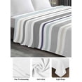thumbnail image 6 of Gray Stripe Full Size Flat Sheet, Wrinkleproof & Fadeproof Cooling Flat Bed Sheet Only, Modern Abstract Art Navy Blue Striped Rustic Breathable Soft Bedding Top Sheets 81 x 96 Inches, 6 of 8