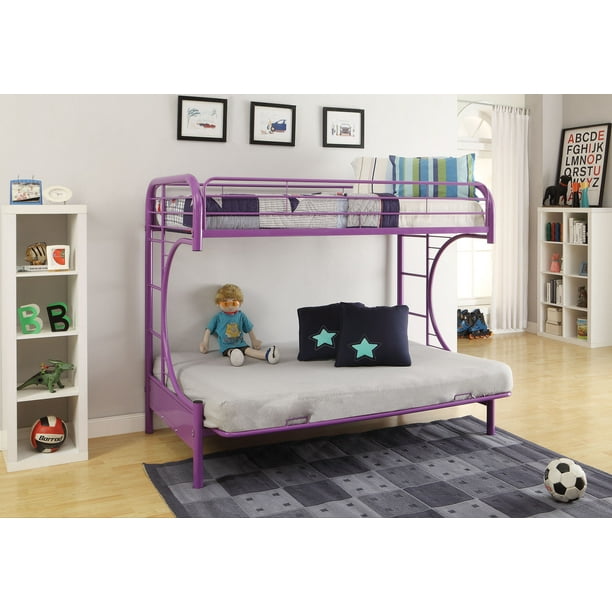 Twin/Full/Futon Bunk Bed, Purple Metal Tube Purple
