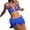 Royal Blue, variant on Lace Bikini with Mini Skirt, Halter Triangle Backless for Tan Through, 3 Piece Swimsuits for Women Red L