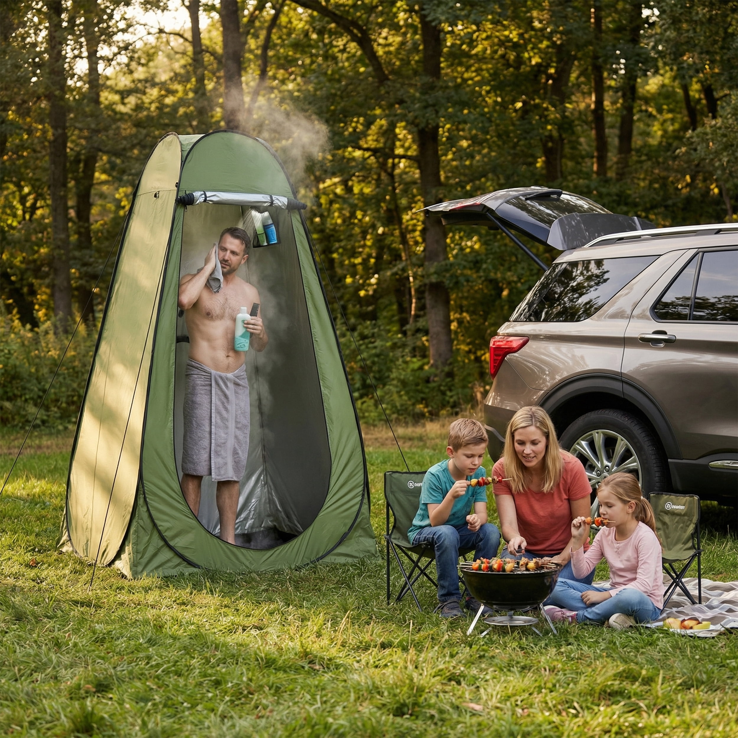 RELOIVE Shower Tent,Pop Up Changing Tent,Portable Camping Privacy Tent,Toilet Tent with Carry Bag for Beach, Camping, Hiking,Military,Green