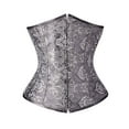 thumbnail image 3 of SAYFUT Women Retro Pattern Knitting Underbust Corset Lumbar Buckle-Up Waist Training Corset Shapewear Black/Brown/Gray, 3 of 7