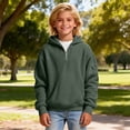 thumbnail image 6 of GUZOM Kids Boys Long Sleeve Waffle Knit Half Zip Pullover Hoodie Sweatshirt with Pocket Army Green,Size 13 T, 6 of 7