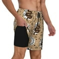 thumbnail image 3 of Picia Snake And Flower pattern Mens Swim Trunks with Compression Liner Stretch Beach Shorts Quick Dry with Zipper Pockets No-Chafing Board Shorts-Large, 3 of 9