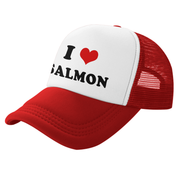 I Heart Salmon Love Food Funny Trucker Hat Baseball Cap Unisex Red