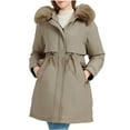 thumbnail image 2 of HOMBOM Womens Coats Detachable Sleeves Winter Heavy Outerwear Windproof Faux Fur Removable Hood Overcoats for Women, 2 of 9