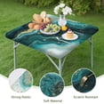 thumbnail image 4 of Teal Gold Marble Pattern Square Fitted Tablecloth with Elastic Edge,Square Table Cover,Washable Elastic Table Cover for Home Kitchen Party Decor 34"x34", 4 of 6