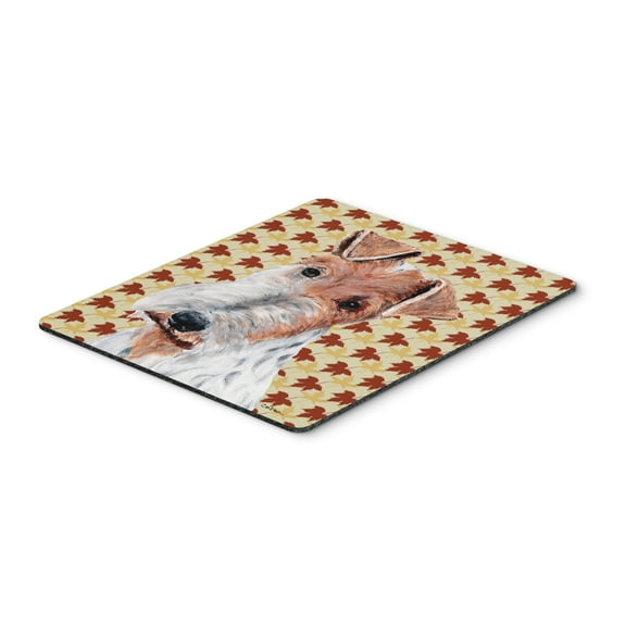 "Wire Fox Terrier Fall Leaves Mouse Pad Hot Pad or Trivet"