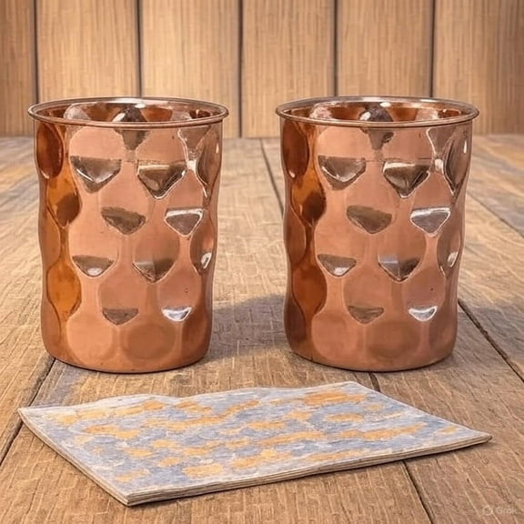 Pure Copper Tumblers for Drinking - Ayurvedic Health Pure Copper Cups Pack Of 2