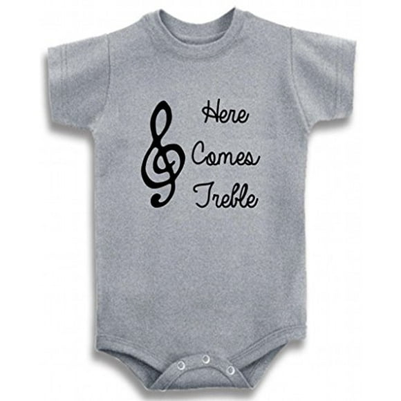 Baby Tee Time Gray Crew Neck Boys Here Comes Treble One Piece 6-12 Months