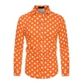 thumbnail image 5 of Unique Bargains Men's Long Sleeve Button Slim Polka Dots Shirt 34 Orange, 5 of 6