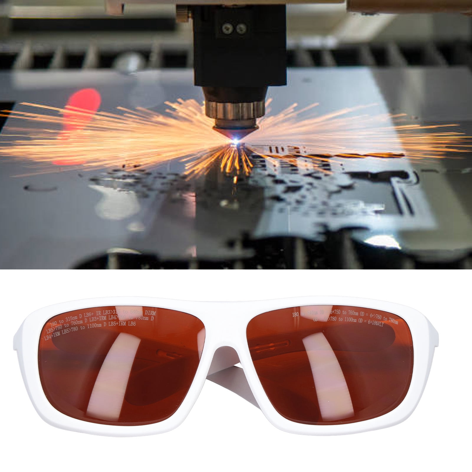Yajisi Laser Eye Safety Glasses 180-540nm 750-1100nm Fast Light Response PC Goggles Adult White 1 Count