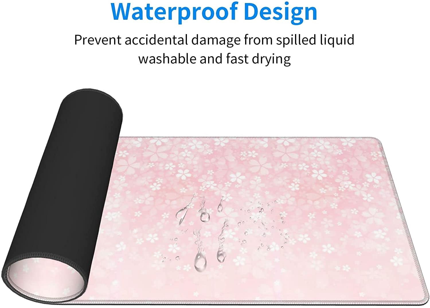 Pink Petals Sakura Blossoms Large Mouse Pads Rectangle Long Extended Big Stitched Edge Gaming Mousepad with Non-Slip Rubber Base for Desktop Laptop Keyboard 31.5 X 11.8 Inch