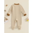 thumbnail image 4 of Suealasg Baby Boy Girl Footed Jumpsuit 3 6 Months Newborn Crew Neck Long Sleeve Contrast Color Button Up Full Length Jumpsuit, 4 of 7