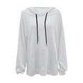 thumbnail image 4 of Pullover Sweaters for Women With Buttons Fall Winter Comfy V-Neck Long Sleeve Rolled Drop Shoulder Hoody Solid Color Leisure Cotton Sweatshirts Hoodies(White,XL), 4 of 5