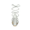 thumbnail image 4 of BLISSFUL STEP Women's Shoes Open Toe Lace Up Block Heel Strappy Heels Silver 10, 4 of 8