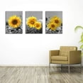 thumbnail image 5 of Sunflower Wall Art for Living Room Black White Flowers Wall Decor Yellow Floral Canvas Prints Painting Wood Frame with Hook Decorative Botanical Blossom Picture Artwork in 3 Panels 12×16 Inches, 5 of 6