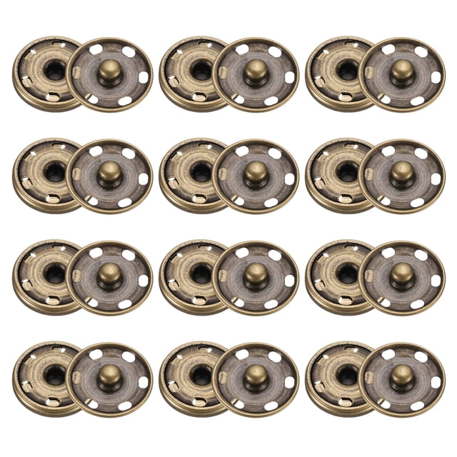 Uxcell 50 Conjuntos de Botones de Broche de Costura de 25mm, Botones de Cierre Metálico, Bronce