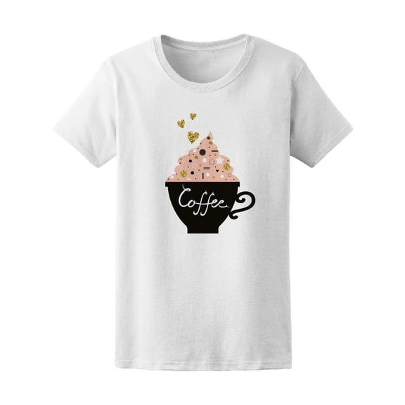 Cute Hearts Coffee Drink T-Shirt Women -Image by Shutterstock, Female Small