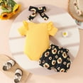 thumbnail image 5 of TOWED22 Baby Girl Clothes Summer Outfits Cute Flower Romper Ruffle Skirt Shorts Skort Newborn Outfit Bodysuit Sets(Yellow,3-6 M), 5 of 9