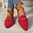 thumbnail image 5 of Domzle Women's Pointy Toe Loafer Flat Comfortable Faux Suede Work Shoes,Cute Penny Loafer Slip On Ballet Flat Red, 5 of 9