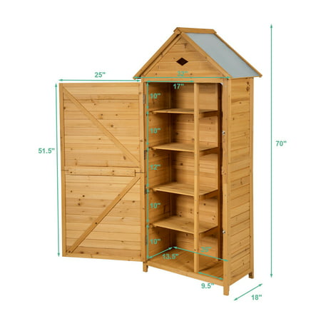 Gymax Outdoor Storage Shed Lockable, Outdoor Storage Shelves Cabinet