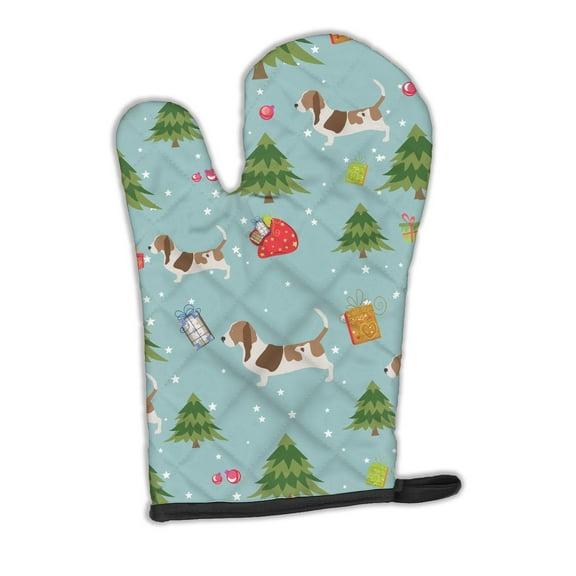 Carolines Treasures BB4826OVMT Christmas Basset Hound Oven Mitt Large multicolor