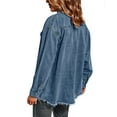 thumbnail image 5 of Fantaslook Denim jackets for Women Oversized Button Up Frayed Hem Shackets Fashion Jean Jacket With Pockets, 5 of 8