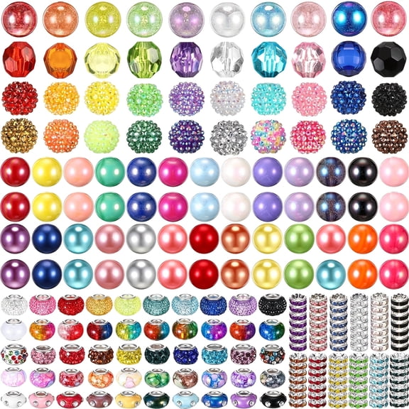 270 Piece Rhinestone Bubblegum Beads: Mixed Crystal Resin Chunky Sugar Beads for Pen Decor & Keychain Crafts, DIY Jewelry Making Supplies with Smooth Finish, Creative Accessory Designs