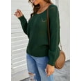 thumbnail image 5 of SHEWIN Women's Pullover Sweater Solid Color Long Sleeve Knitted Jumpers Crewneck Pullovers Tops Petite, 5 of 8