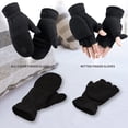 thumbnail image 3 of Gants d'Hiver Fins Convertibles Sans Doigts Mitaine à Rabat en Molleton Polaire pour Temps Froid Course Peinture Photographie, 3 of 6