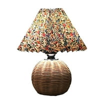 YUEVE Small Wicker Lamp Wicker Table Lamp Pleated Lampshade USB Vintage Bedside Lamp Farmhouse Lamps For Decoration For Kitchen Counter Necessities for New Home Cool Bedroom Lights Star Light