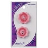 Le Bouton 7/8" Two Hole Pink Flower Button, 2 Count
