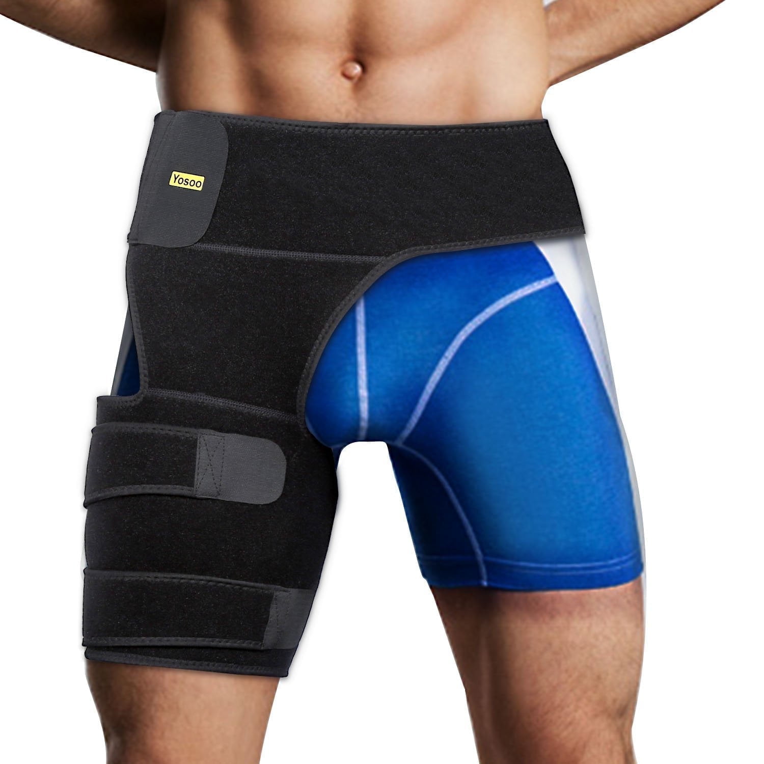 EOTVIA Hip Brace Thigh Compression Sleeve Hamstring Support Wrap Adjustable Neoprene Groin Wrap Great for Running Sports Groin Pulls Pulled Muscles, Sciatic Nerve Pain Relief,Hip Flexor for Men Women
