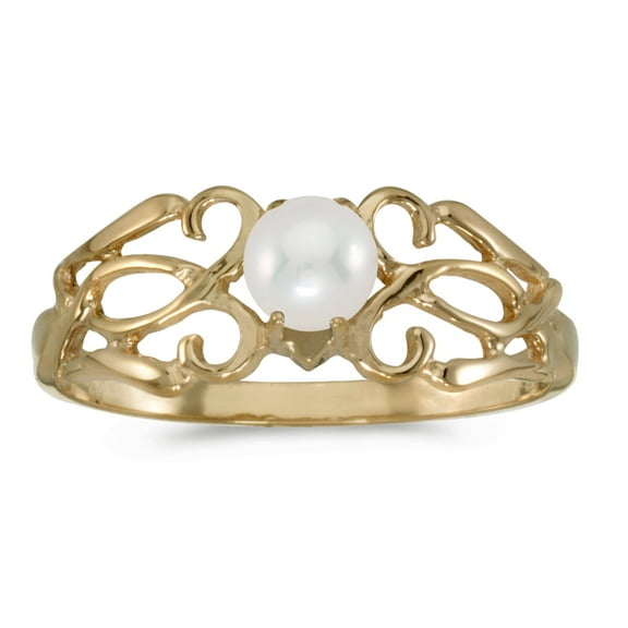 10k Yellow Gold Freshwater Cultured Pearl Filigree Ring