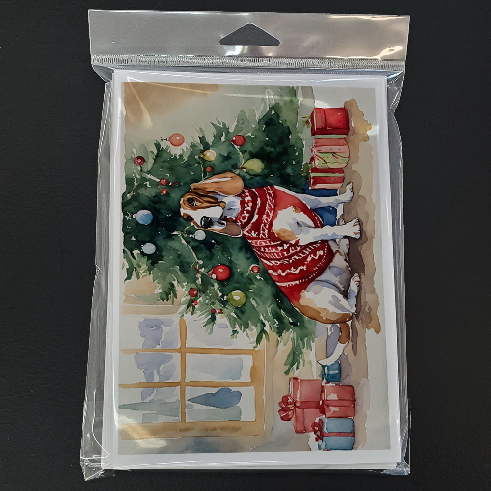 Basset Hound Christmas Greeting Cards and Envelopes Pack of 8 7 in x 5 in