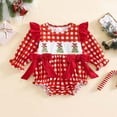 thumbnail image 2 of Staki Fall Romper Baby Girl Halloween Baby Romper Long Sleeve Striped Embroidered Bodysuit Crew Neck Fall Outfit for Girls(Red,0-3 Months), 2 of 7