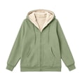 thumbnail image 5 of Lumtrix Women'S Sherpa Lined Full Zip Hoodie Warm Fleece Hooded Sweatshirt Casual Trendy Winter Thick Coat With Pocket Green M, 5 of 9