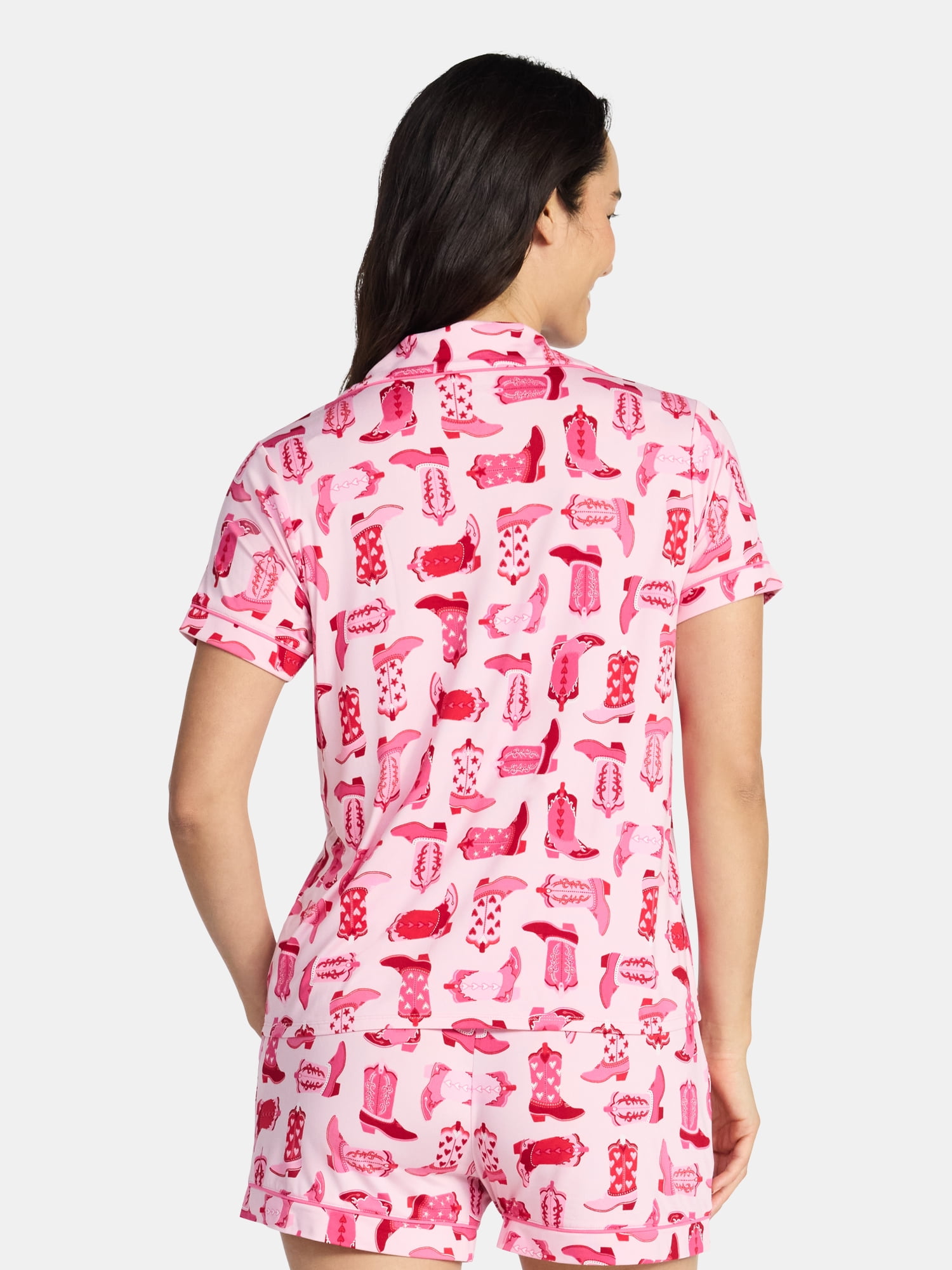 Valentine's Day Women's Knit Notch Collar Top and Shorts Pajama Set from Way to Celebrate, 2-Piece, Sizes XS-3X
