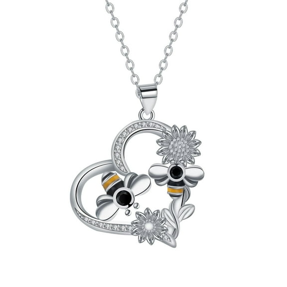 Bee Sunflower Necklace Heart Necklaces for Women