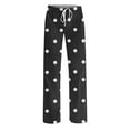 thumbnail image 5 of Otvok Women Polka Dot Print Pants Elastic Waist Draw Rope Pocket Full Length Pants, 5 of 6