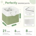thumbnail image 4 of ThrottleT-Fabric Cubes Storage Basket, 6 Pack 11x11 in with Handles Foldable Cube Storage Bins, for Shelves, Home, Office Organizers (White/ Green), 4 of 18