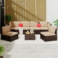 thumbnail image 4 of LHBcraft 7-Piece Outdoor Patio Furniture Set, All-Weather PE Rattan Sectional Sofa with Cushions and Coffee Table, 4 of 9